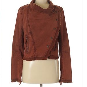 (NWOT) Free People Burnt Orange Woven Moto Jacket